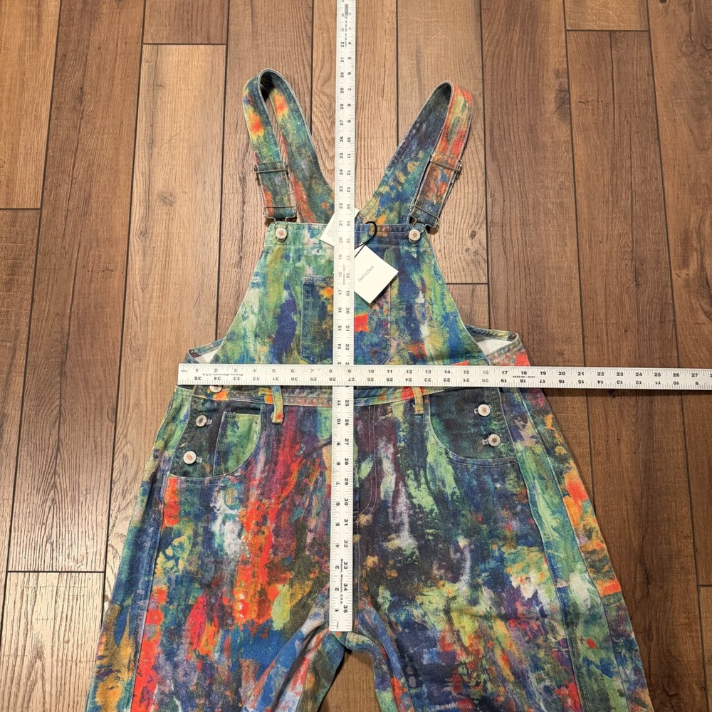 NWT Davi & Dani From The Ground Up Denim Overalls L Abstract Paint Wide Barrel - Picture 6 of 10